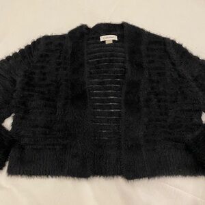 Calvin Klein Cozy Fuzzy Textured Black Cardigan Sweater
